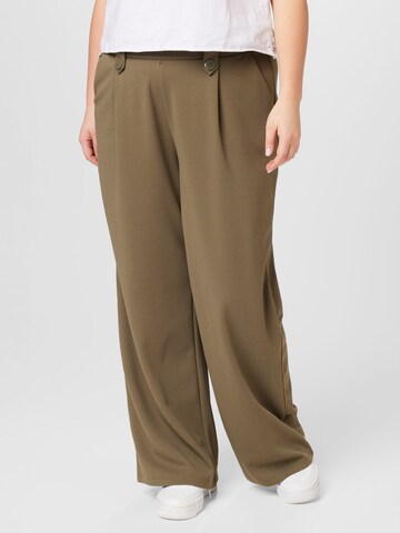 ONLY Curve Loose fit Pleat-Front Pants 'SANIA' in Green: front