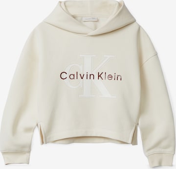 Sweat-shirt Calvin Klein Jeans en beige : devant