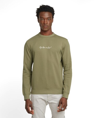 G-STAR Sweatshirt 'G-script Logo' in Groen: voorkant