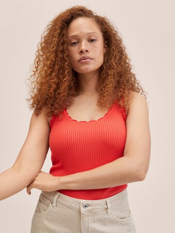 MANGO Knitted Top 'CROCHY' in Red: front