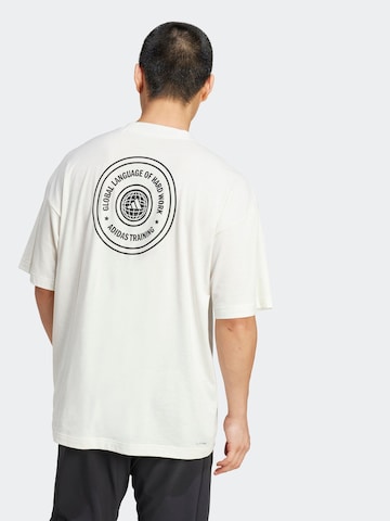 ADIDAS PERFORMANCE Функционална тениска 'GFX GLOB Q3' в бяло: отпред