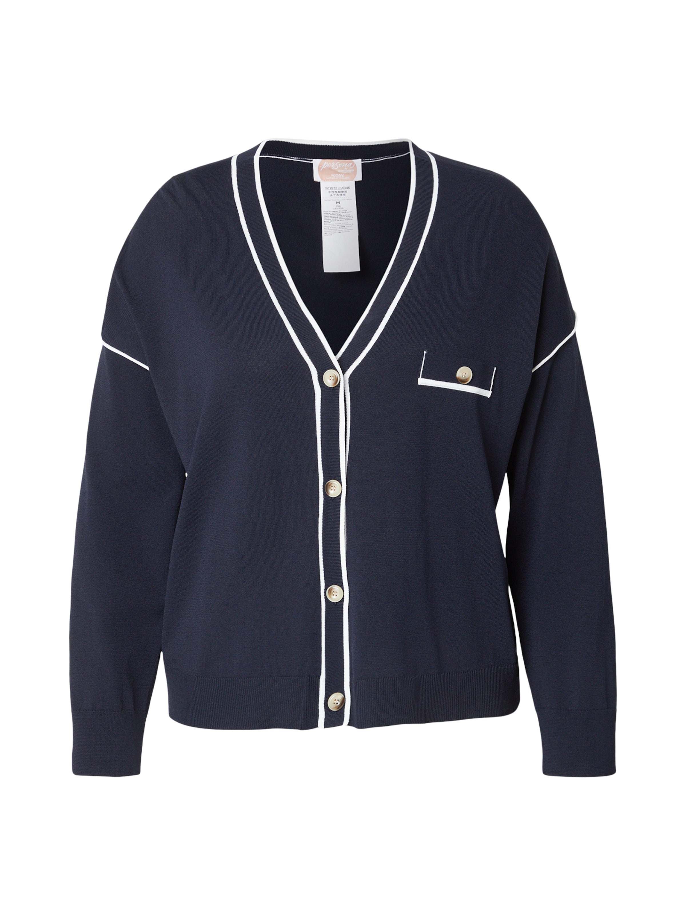 Persona by Marina Rinaldi Gebreid vest 'MIELE' in de kleur Nachtblauw / Wit, Productweergave