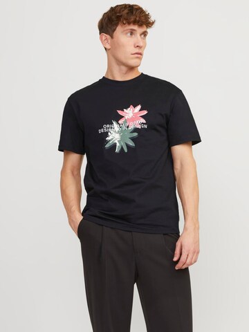JACK & JONES Shirt 'JORTAMPA AOP BRANDING TEE' in Zwart