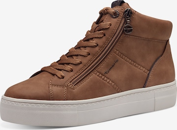Baskets hautes Tamaris en marron : devant