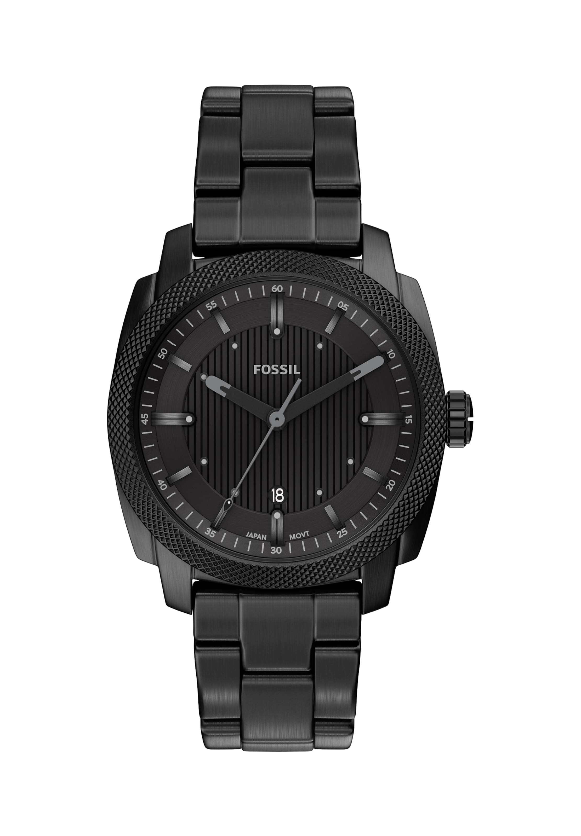 FOSSIL Analog klocka 'MACHINE' i svart: framsida