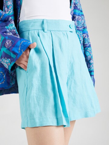 Sisley - Perna larga Calças com pregas em azul
