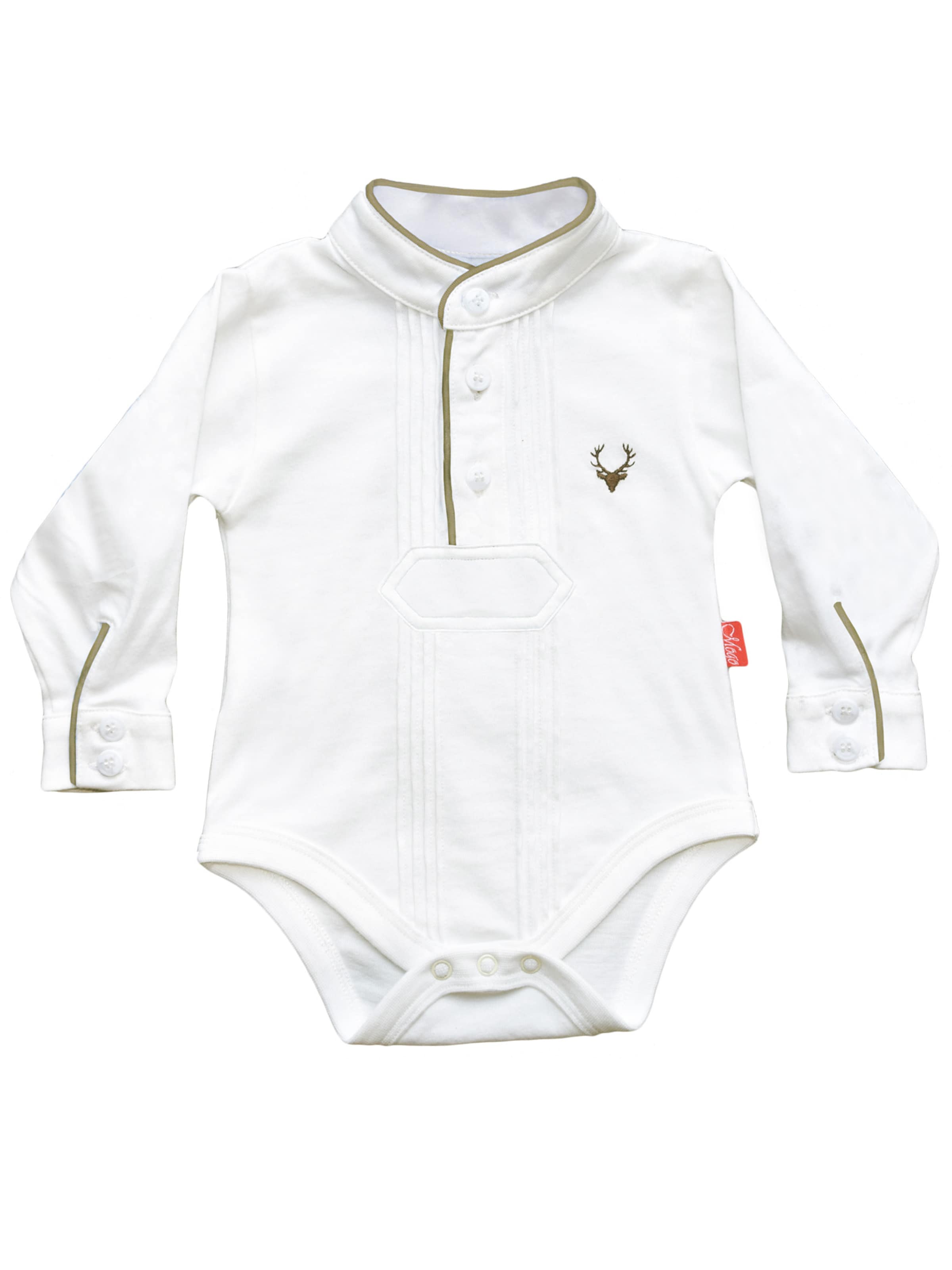 Mogo Strampler/Body 'Pfoadl'‌‌‌ in Weiß: Vorderseite