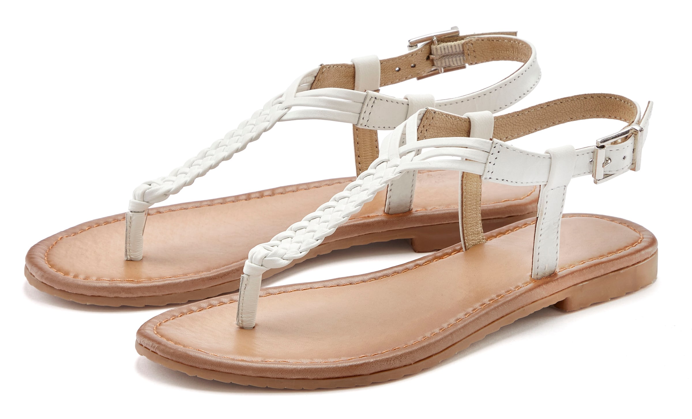 VIVANCE T-Bar Sandals in White