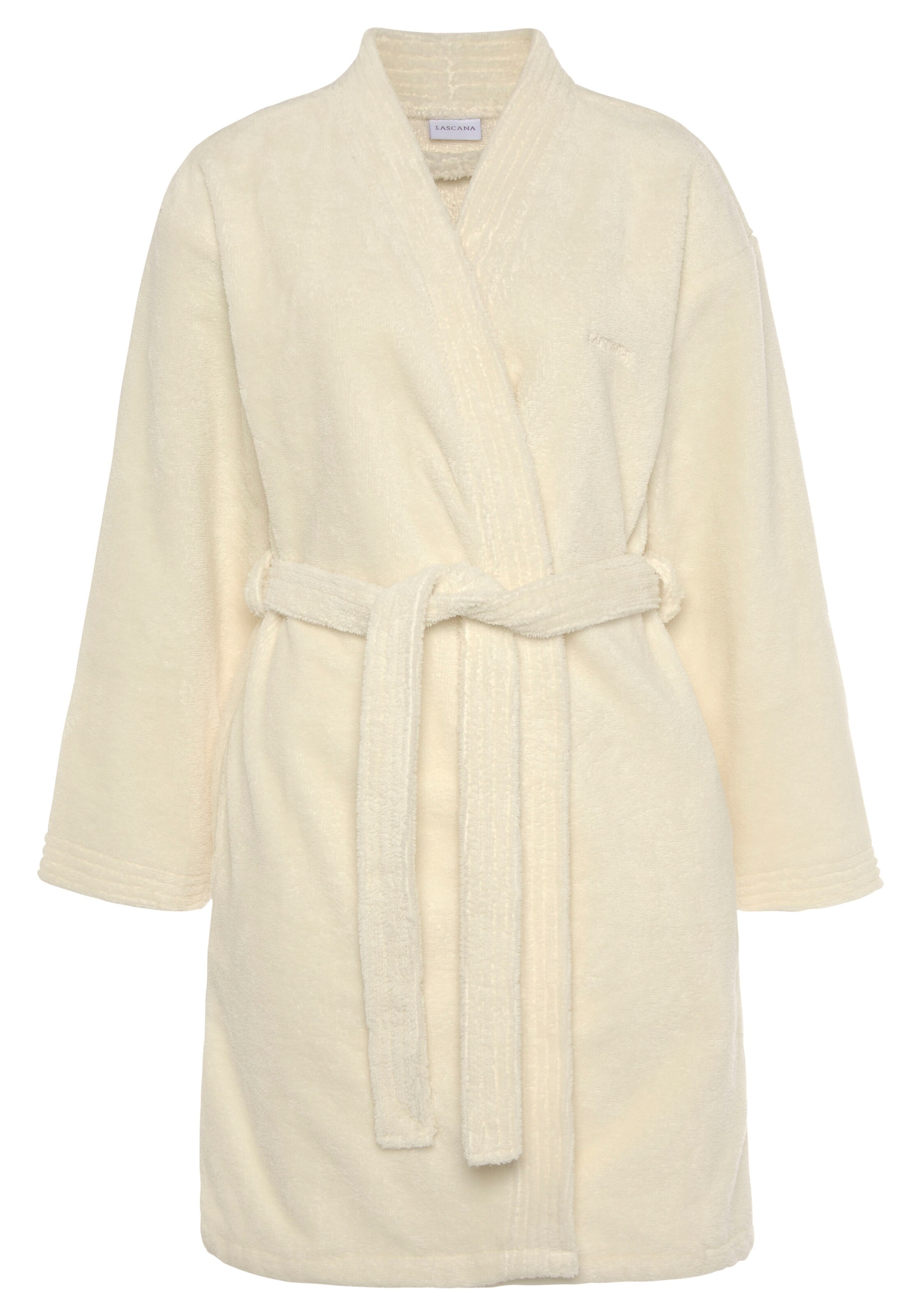 LASCANA Badjas kort in Beige: voorkant