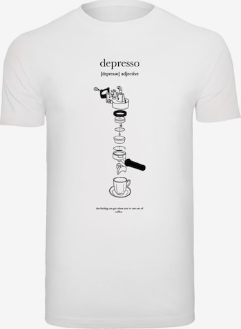 T-Shirt 'Depresso' Mister Tee en blanc : devant