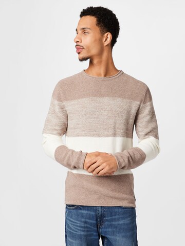 Key Largo Regular fit Sweater 'JOGI' in Brown: front