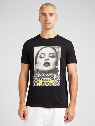 GUESS - Camiseta 'GIRL COLLAGE' en negro: frente