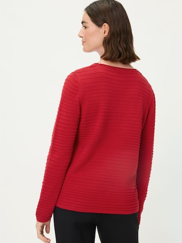 Olsen Strickpullover, seitliche Schlitze in Rot