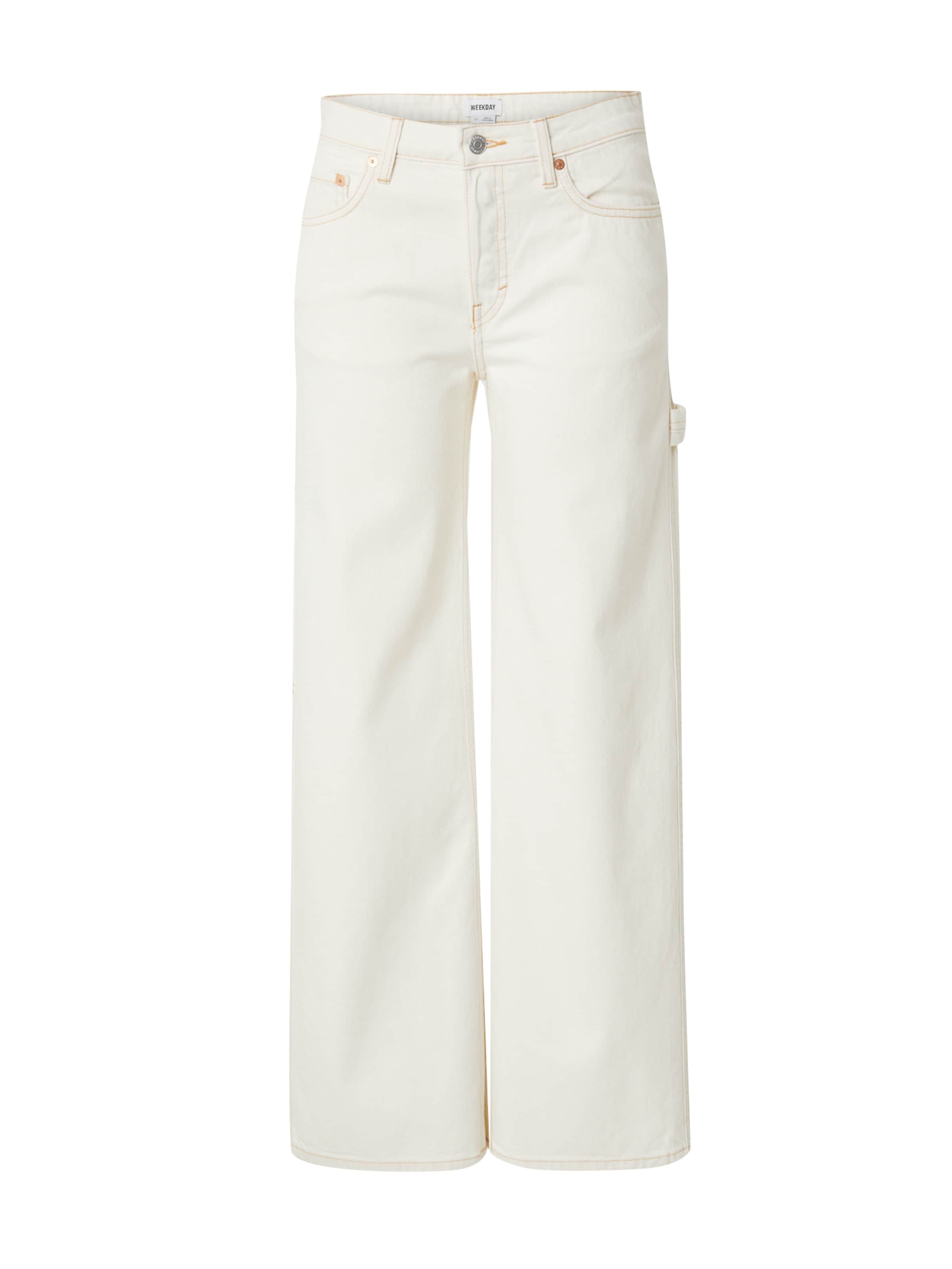 WEEKDAY Wide leg Jeans 'Young Work' in White: front