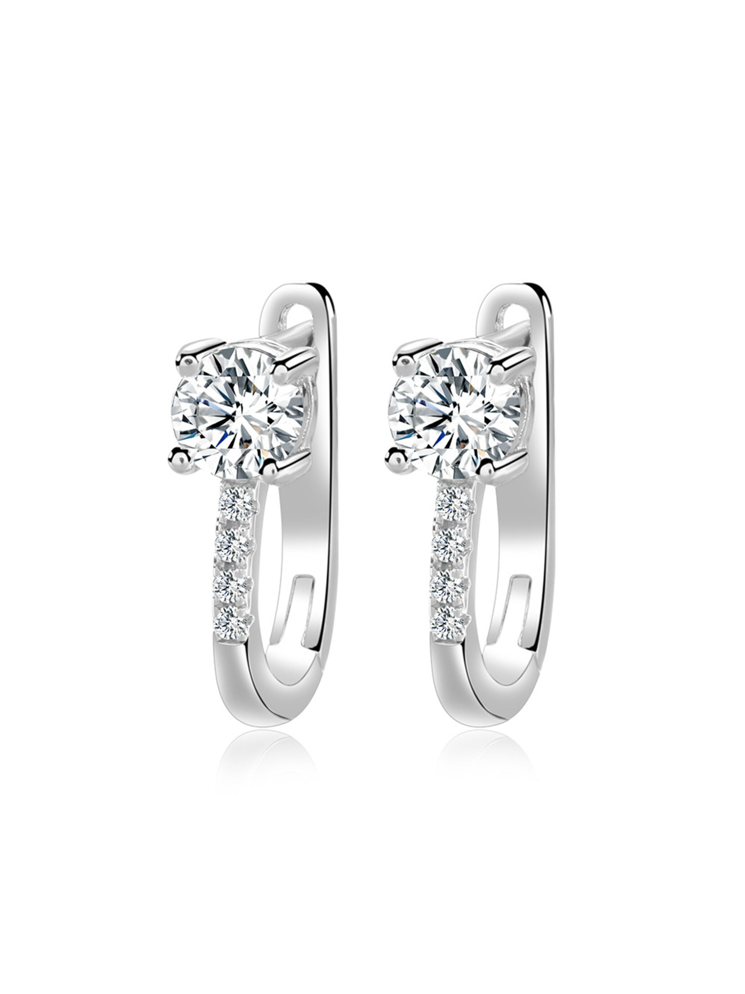 Staufergold Earrings 'Moissanit Ohrstecker „Arc“ – Halbcreolen' in Silver: front