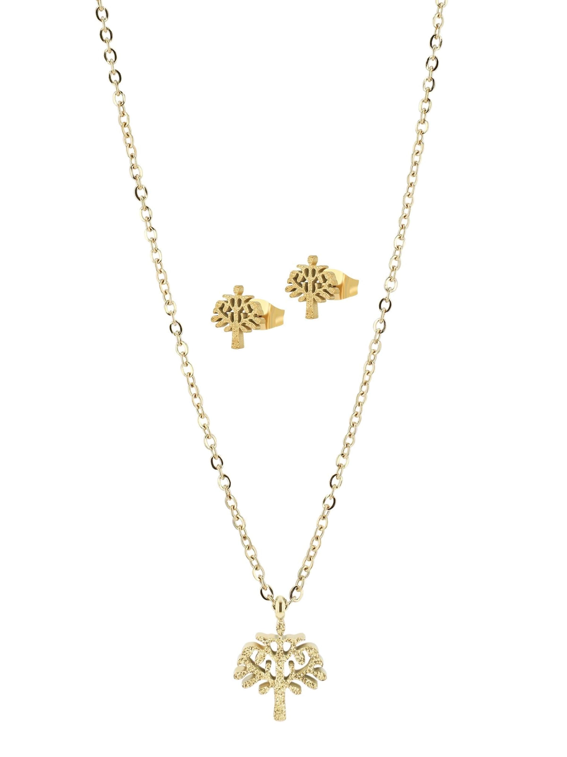 Akzent Schmuckset 'Edelstahl silber'‌‌‌ in Gold: Vorderseite