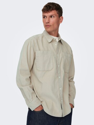 Only & Sons Comfort fit Overhemd 'ONSAlp' in Beige