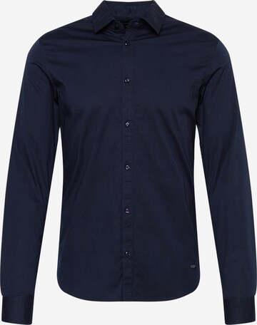 Coupe slim Chemise Petrol Industries en bleu : devant