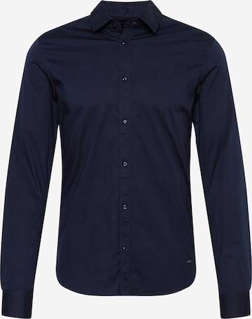 Petrol Industries Slim fit Overhemd in Blauw: voorkant