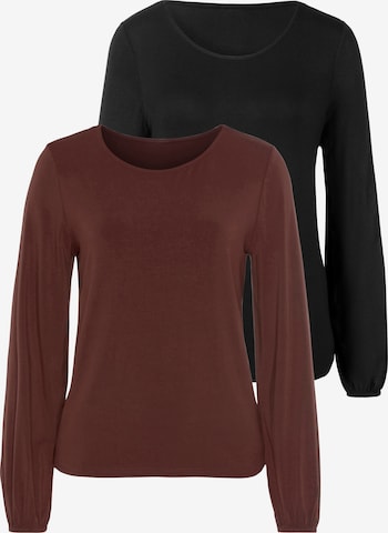 T-shirt LASCANA en marron : devant