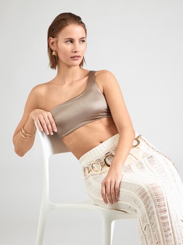 Calvin Klein Swimwear - Soutien Bustier Top de biquíni em castanho: frente