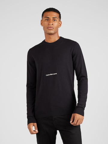 Pulover 'INSTITUTIONAL ESSENTIAL' de la Calvin Klein Jeans pe negru: față