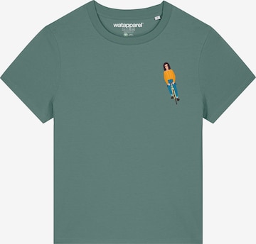Watapparel Shirt 'Mädchen Auf Fahrrad' in Green: front