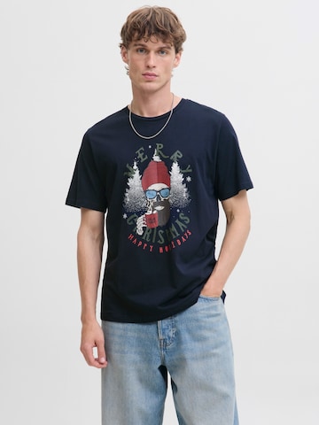 JACK & JONES - Camiseta 'JJNOEL XMAS' en azul: frente