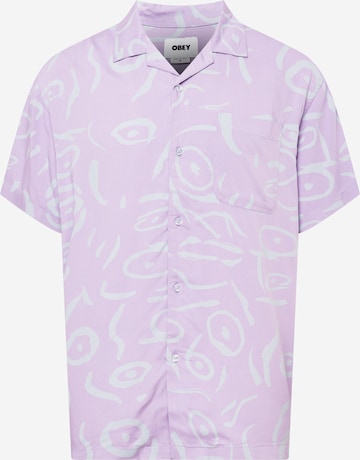 Obey Regular fit Button Up Shirt 'Scribbles' in Purple: front