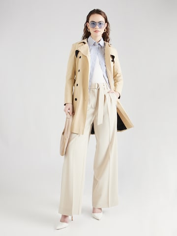 FRENCH CONNECTION Wide leg Pleat-front trousers 'EVERLY' in Beige