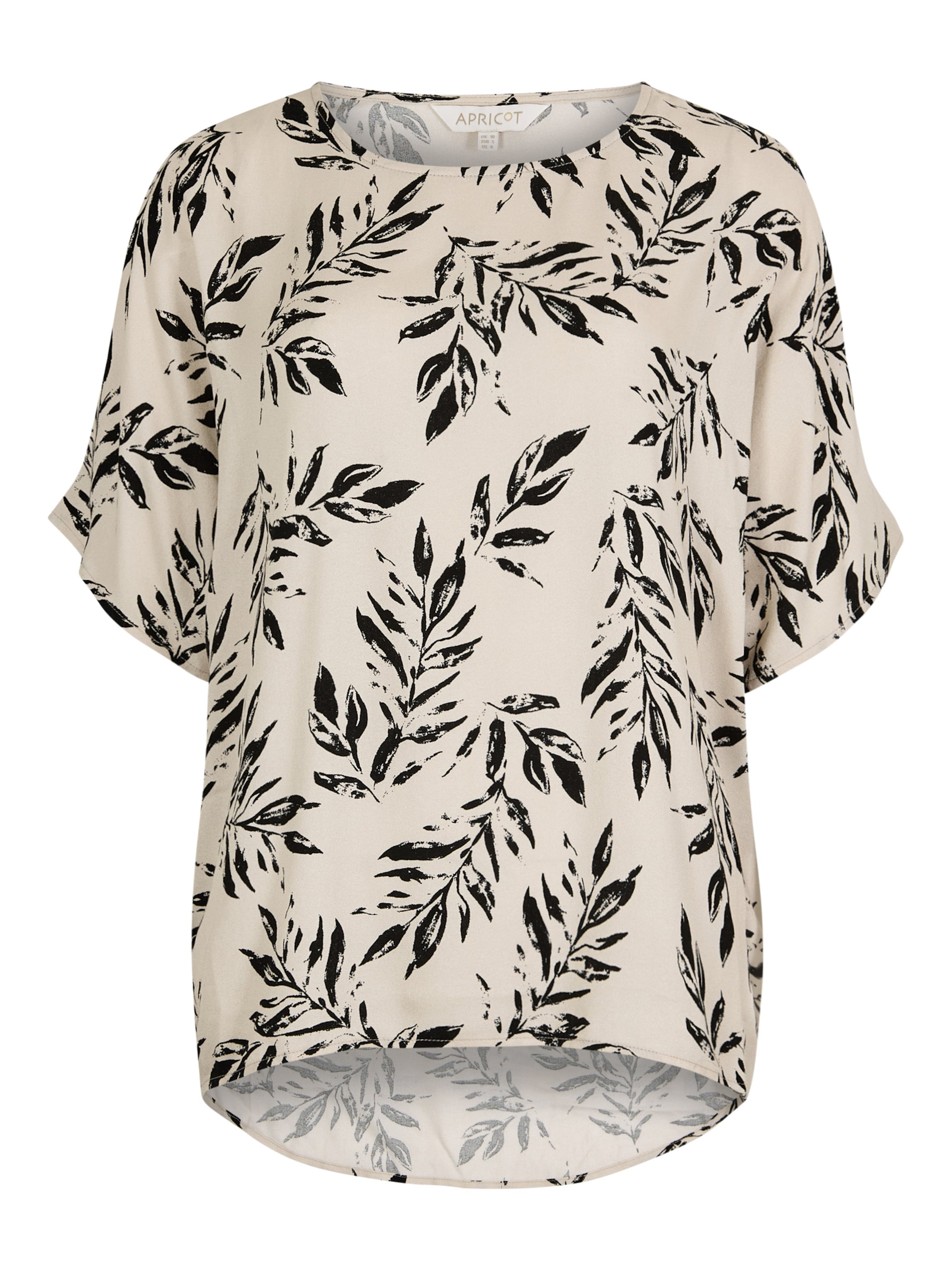 Apricot Leaf Print Woven T-Shirt ' ' in Grau: Vorderseite