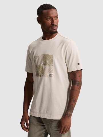 CAST IRON - Camiseta 'T-shirt with mixed-technique chest graphic' en beige: frente