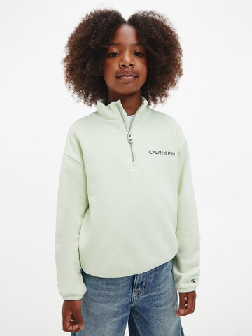 Bluză de molton de la Calvin Klein Jeans pe verde: față