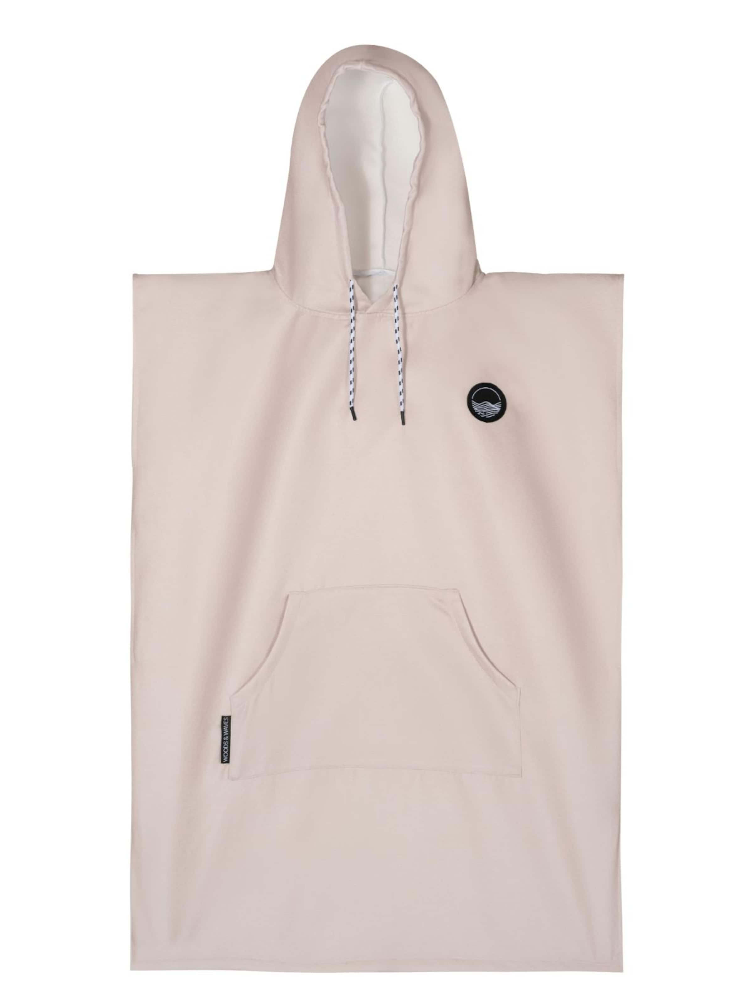 woodsandwaves Badjas kort 'Surf-Poncho' in Beige: voorkant