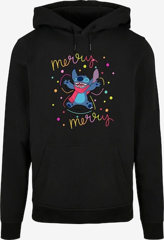 ABSOLUTE CULT Sweatshirt 'Lilo And Stitch - Merry Rainbow' in Black: front