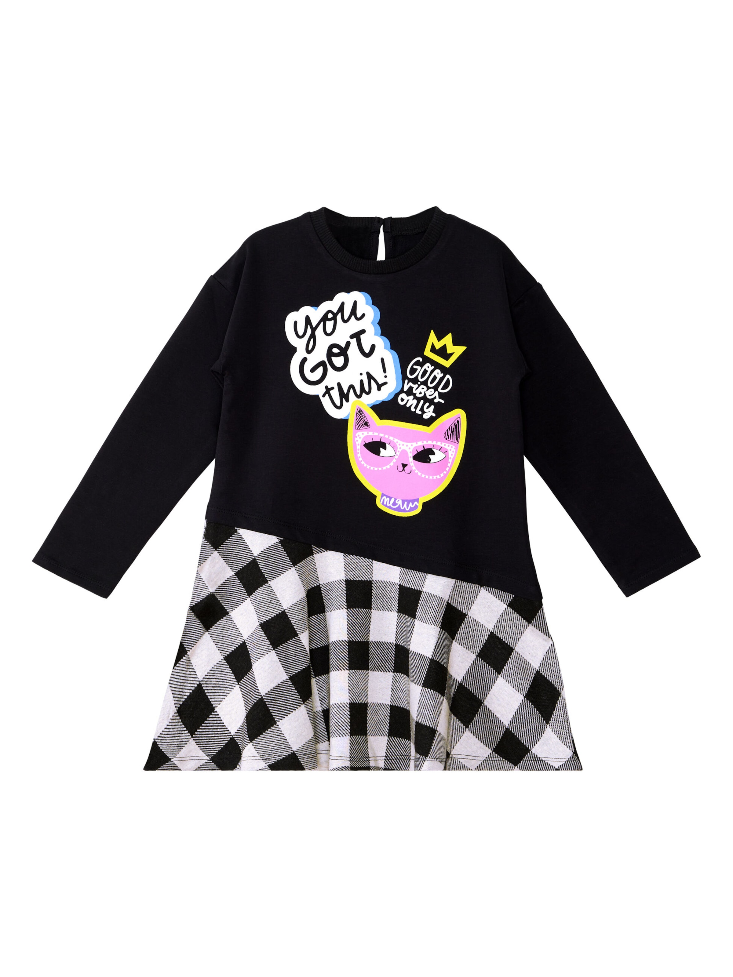 Robe 'Cool Cat' Denokids en noir : devant