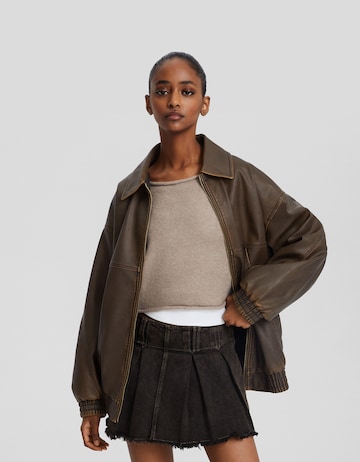 Veste mi-saison Bershka en marron : devant