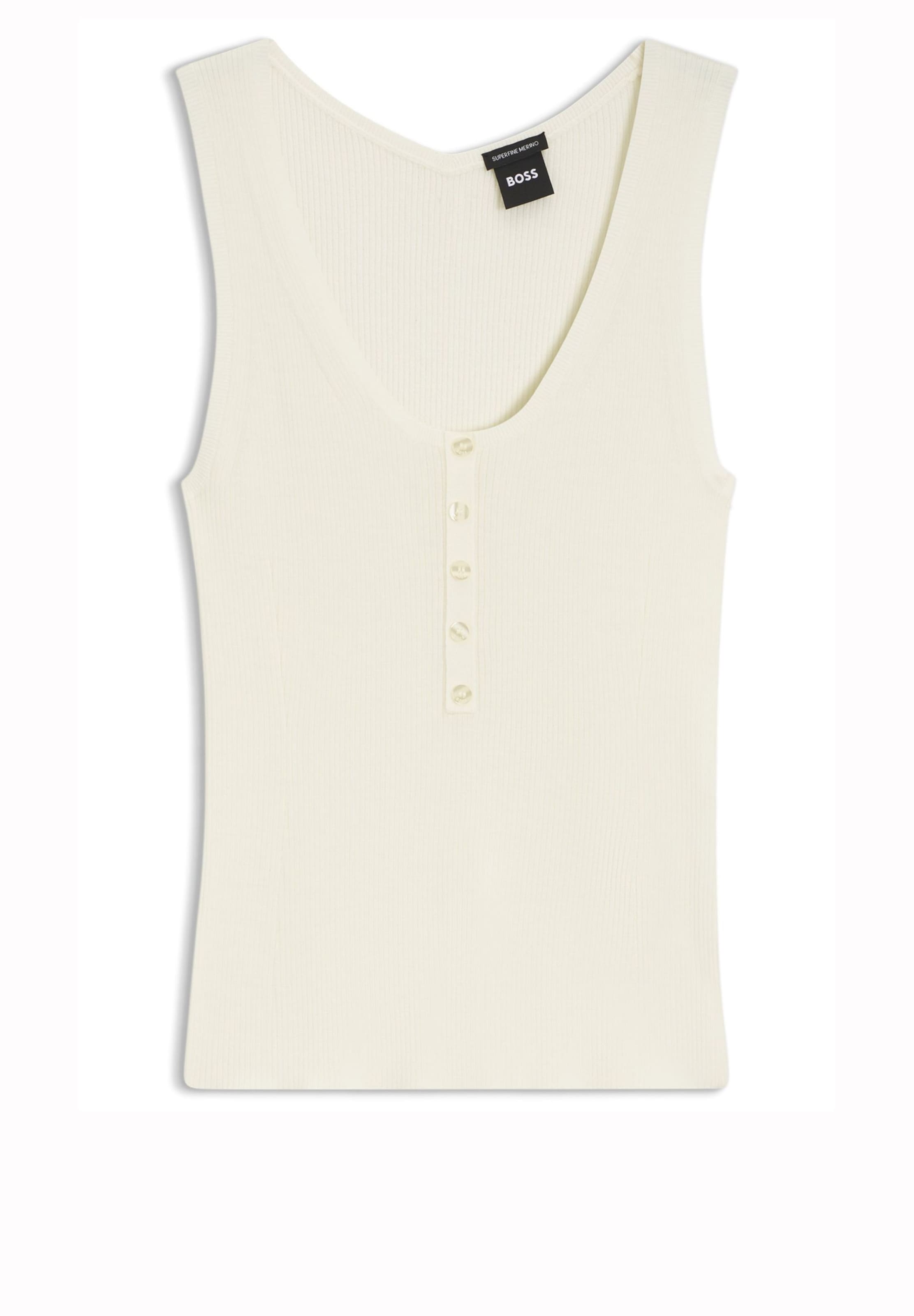 BOSS Stricktop 'Fafflesia' in Beige: Vorderseite