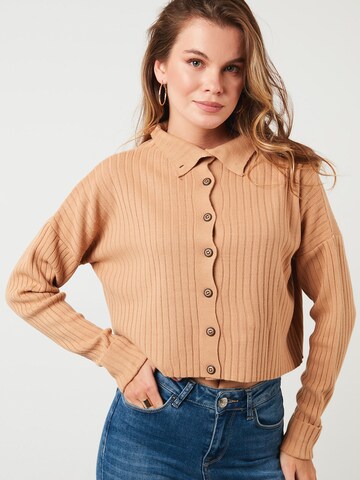 LELA Knit Cardigan 'Lela' in Brown: front