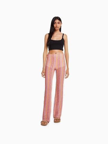 Bershka Flared Trousers in Red