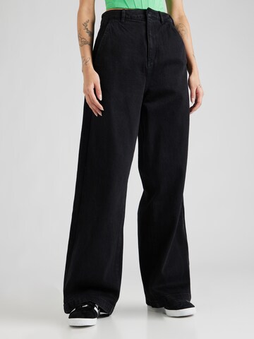ADIDAS ORIGINALS Wide leg Jeans 'Kseniaschnaider 3-Stripes' in Zwart: voorkant