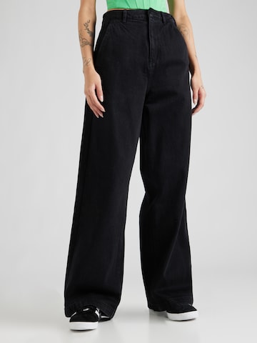 Wide leg Jeans 'Kseniaschnaider 3-Stripes' de la ADIDAS ORIGINALS pe negru: față