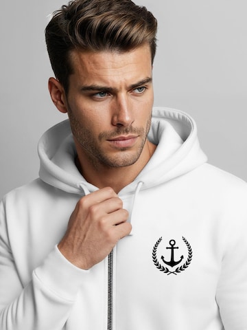 Neverless Zip-Up Hoodie 'Anker Captain' in White