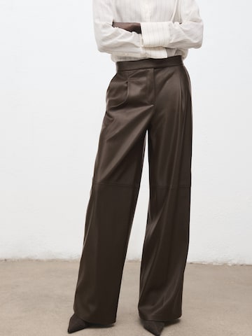 MANGO Wide Leg Hose 'Riga' in Braun: Vorderseite