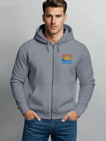 Neverless Zip-Up Hoodie 'Sun Wave Batch' in Grey