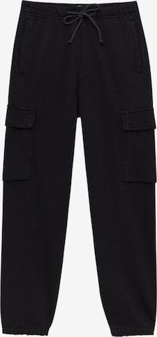 Pull&Bear Tapered Cargo trousers in Black: front