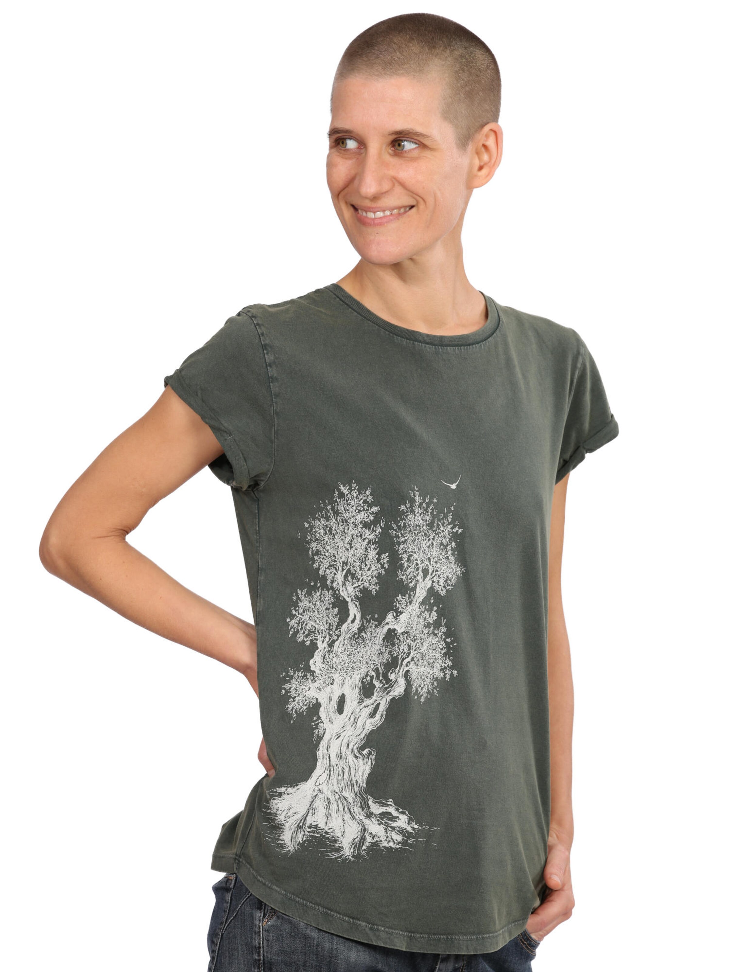 Life-Tree Shirt 'Fairwear Olive Tree' in Green: front