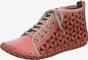 Gemini Lace-Up Ankle Boots in Red: front