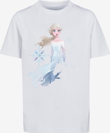 F4NT4STIC T-Shirt 'Disney Frozen 2 Elsa Nokk Wassergeist Pferd Silhouette' in Weiß: predná strana