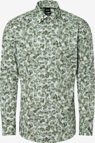 BOSS Slim fit Button Up Shirt 'H-Hank' in Green: front